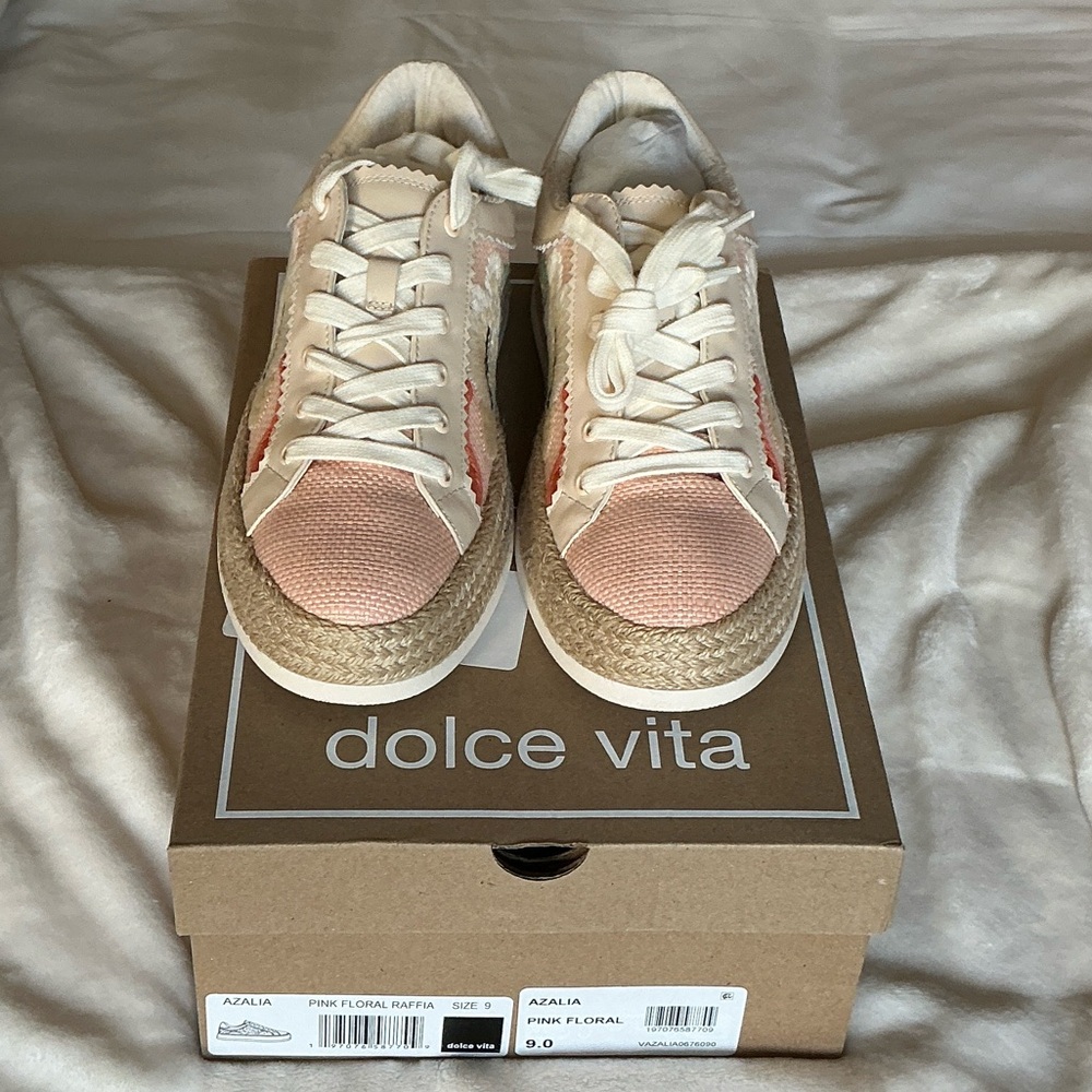 Dolce Vita Pink Floral Raffia Azalia Sneakers